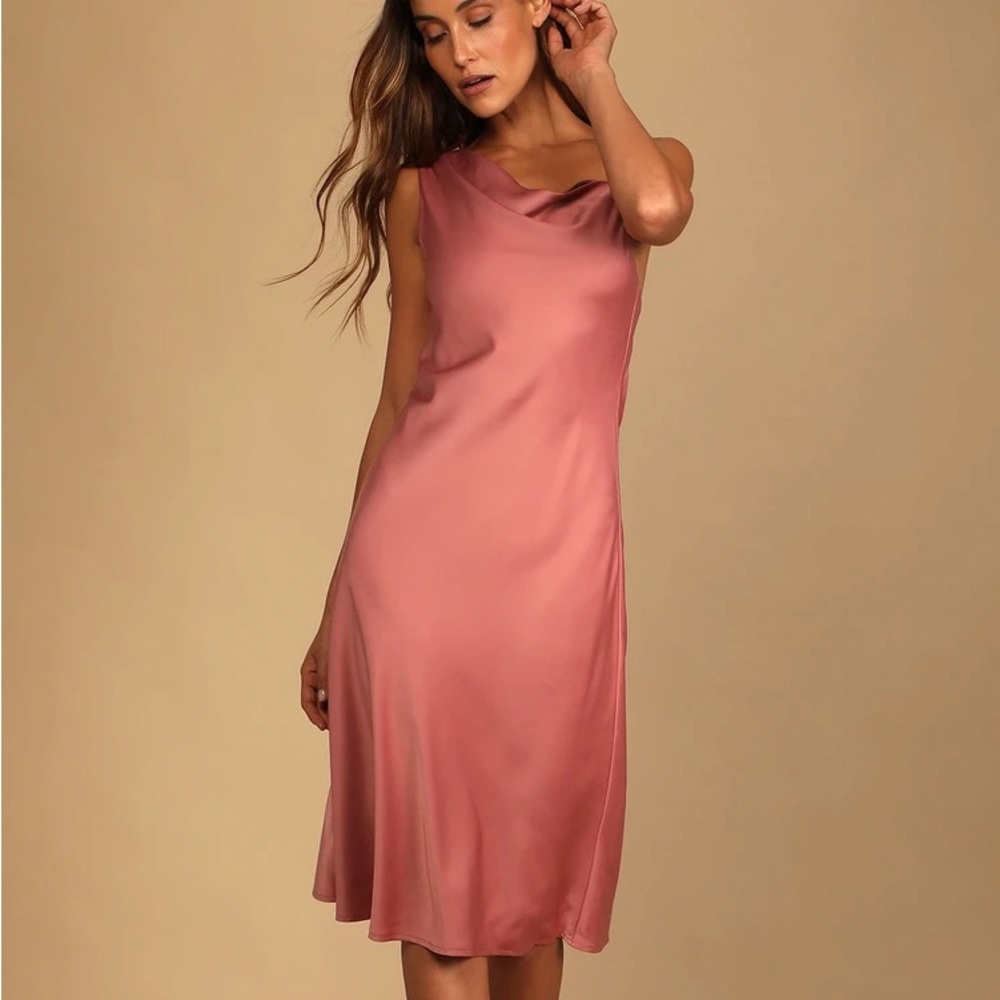 Candlelit Romance Asymmetric Neck Satin Cocktail Dress by Lulus
